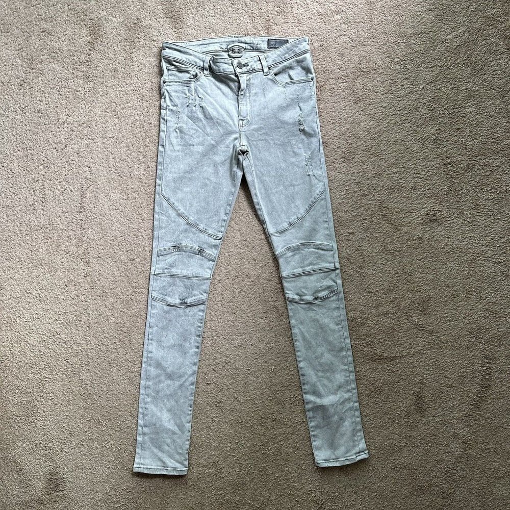 Asos Jeans Women's Size 32x34 Casual Skinny Denim Grey Light Distressed - Picture 2 of 15